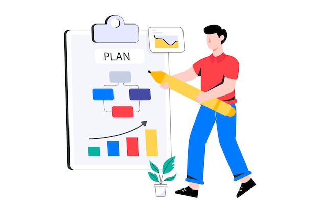 Vector business planning flat style design vector illustration. stock illustration