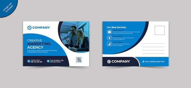 Business postcard design templates or company services postcard template