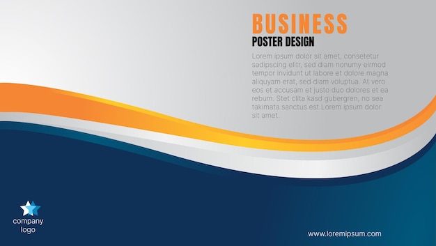 Business posterflyercoverbrochure or banner background design with blue and orange curvevector illustration