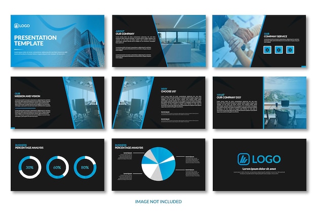 Business presentation slide template set design