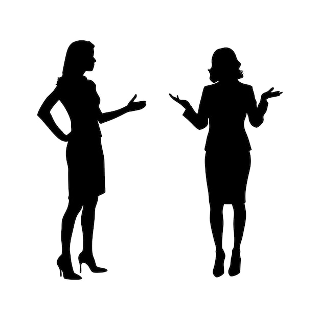 Business Presentation Vector Silhouette of Two Women Presenting