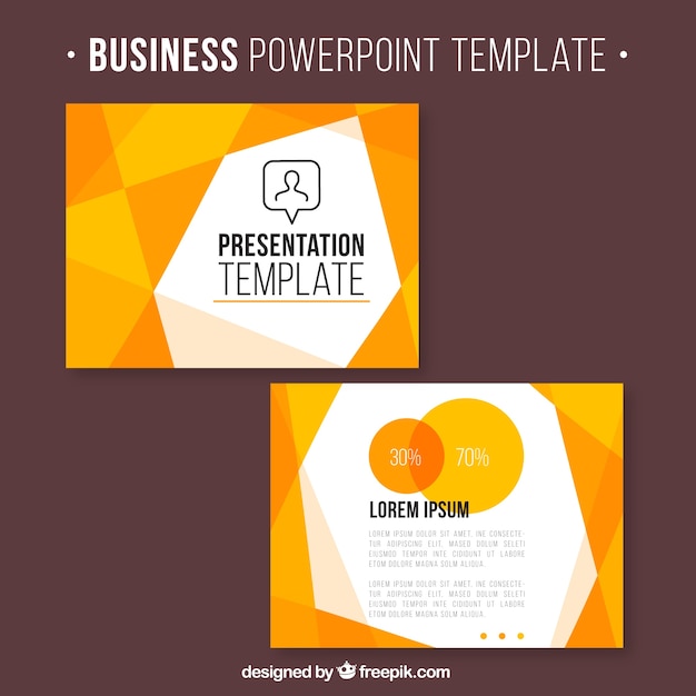 Business presentation with orange geometric shapes