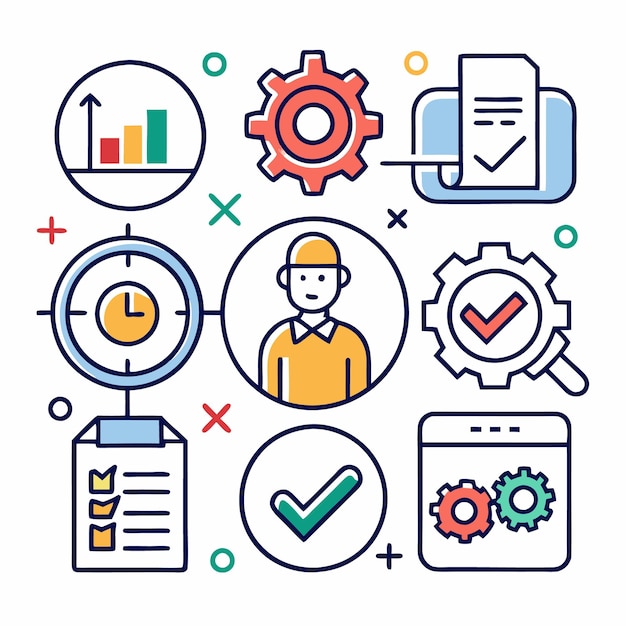 Business process icons illustration