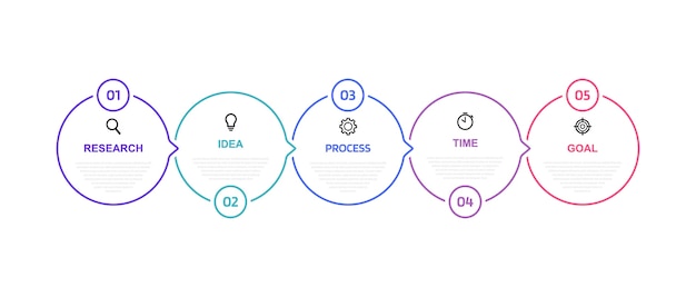 Business process infographic template with options or steps. Thin line .  illustration graphic .