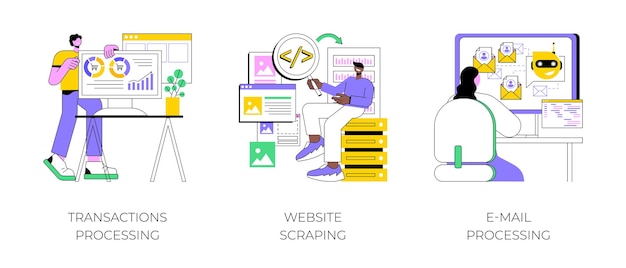 Business processes automation isolated cartoon vector illustrations