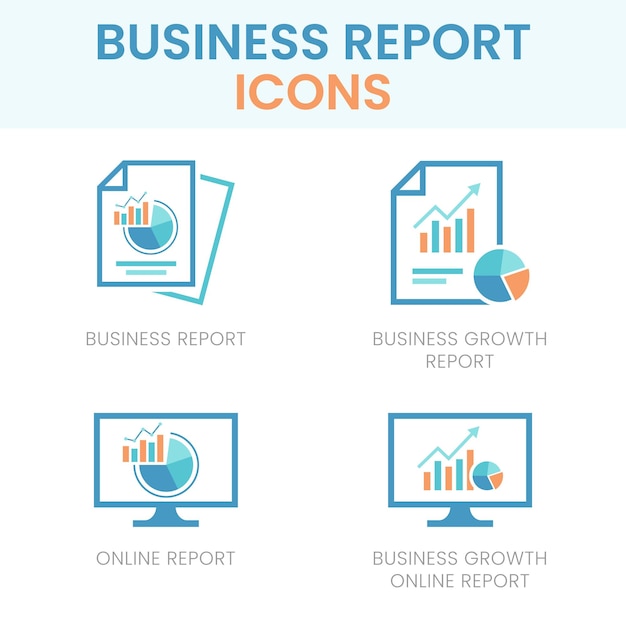 Business Report Icons in Different Variations