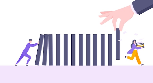 Vector business resilience or domino effect metaphor vector illustration