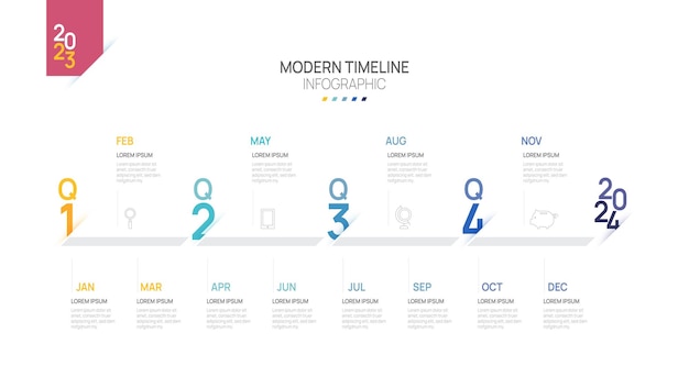 Business road map timeline infographic template Modern milestone element timeline diagram calendar and 4 quarter topics Can be used for vector infographics digital marketing data presentations