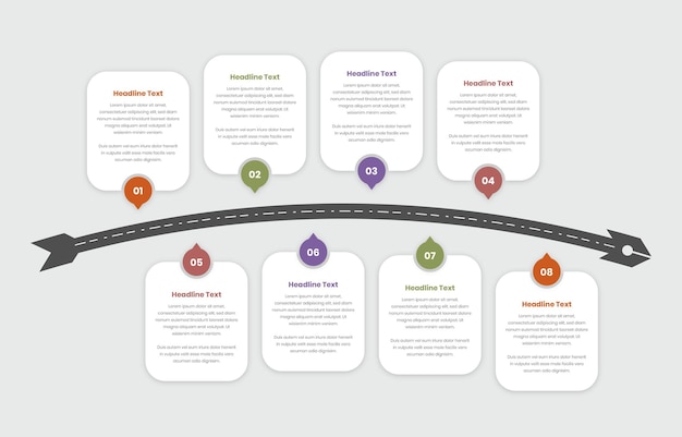 Business roadmap or timeline infographic template with number for text and data presentation