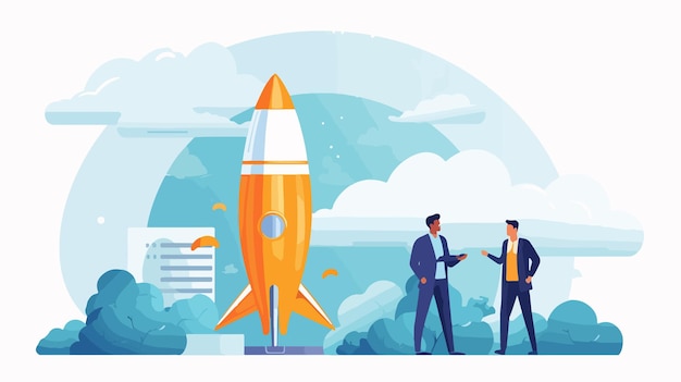 Vector business rocket concept for startup and professional business