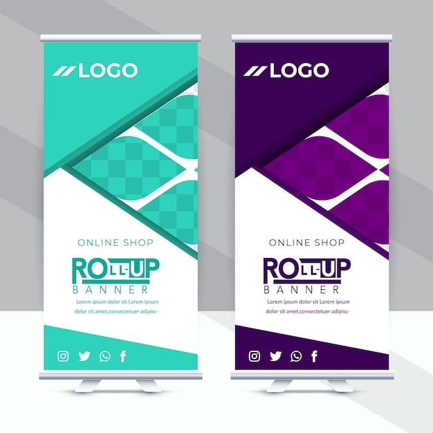 Vector business roll-up banner design poll-up banner design template corporate banner design