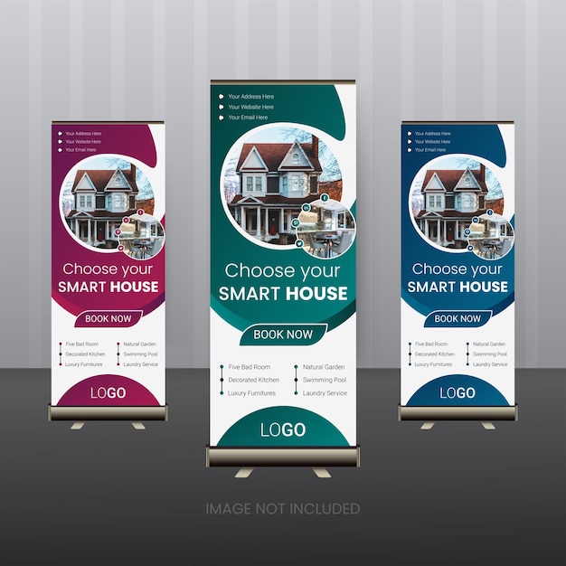 business roll up banner design vector template