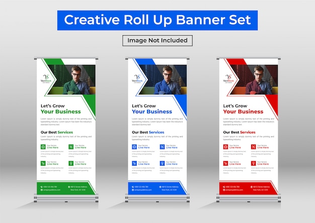 Business roll up banner set, corporate standee banner template