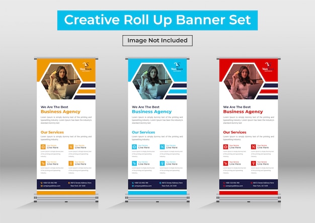 Business roll up banner set, corporate standee banner template