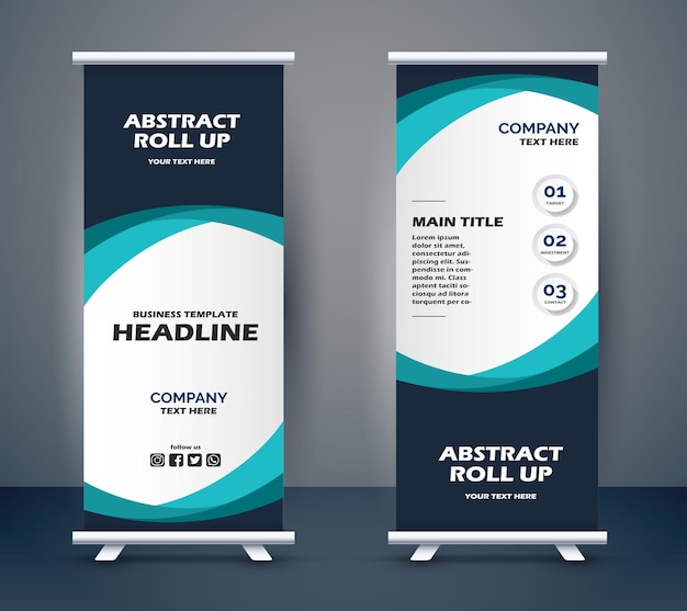 business roll up display standee for presentation purpose vector