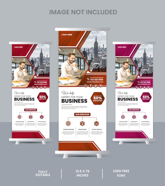 Business roll up display standee for presentation purpose