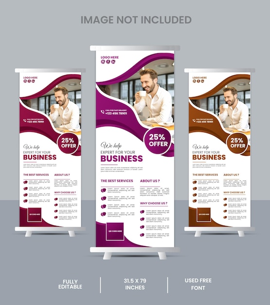 Business roll up display standee for presentation purpose