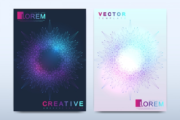 Business, science and technology design book layout. Presentation with mandala. Card surface.