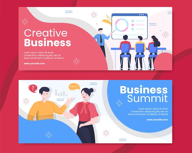 Business Seminar Banner Template Flat Cartoon Background Vector Illustration