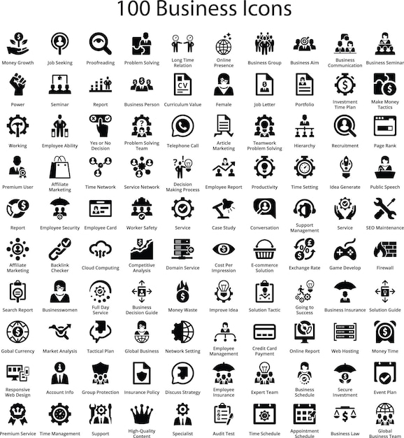 Business SEO and promotion line icons collection