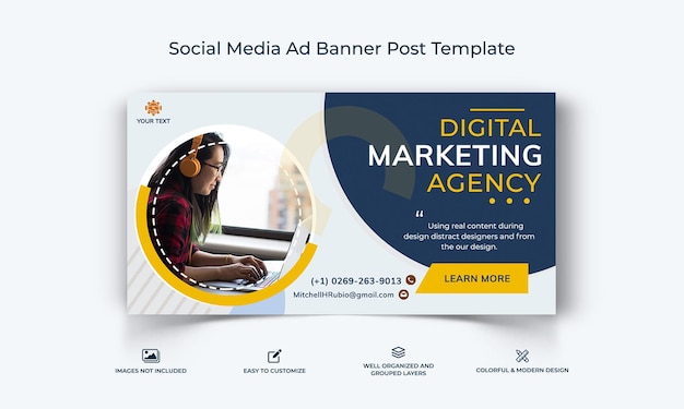 Business Service social media facebook ad banner post template premium vector