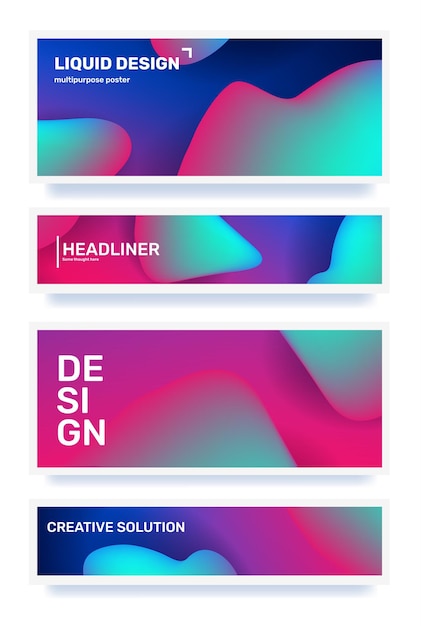 business set of creative horizontal abstraction abstract geometric gradient illustration