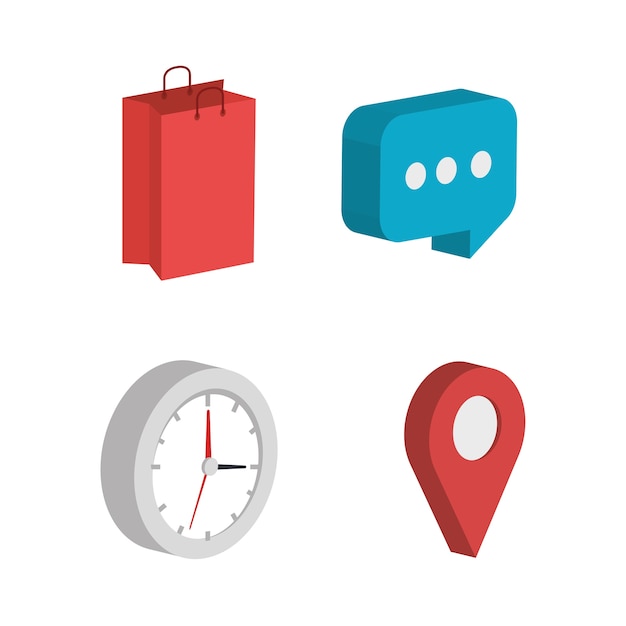 Business set isometrics icons