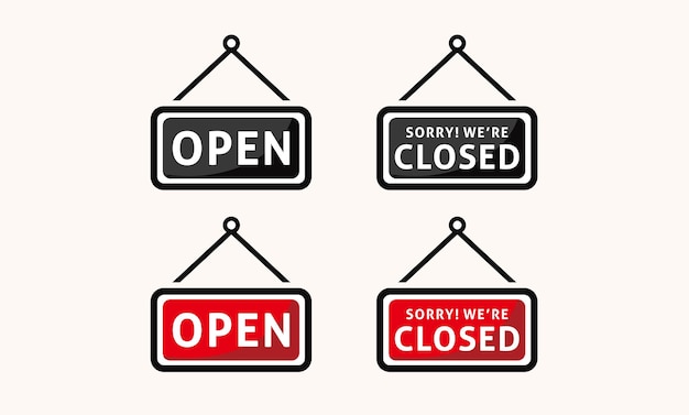 A business sign that says Open and Sorry Were closed icon vector