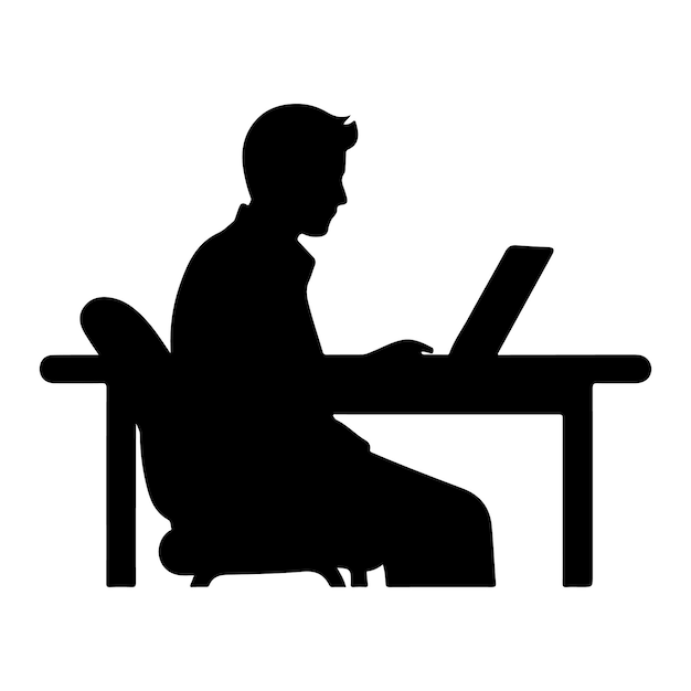 Business Silhouette Computer Desk Stock Illustrations professional at workstation clipart