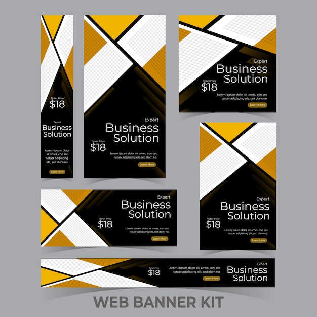 Business Solution web banner bundle set template