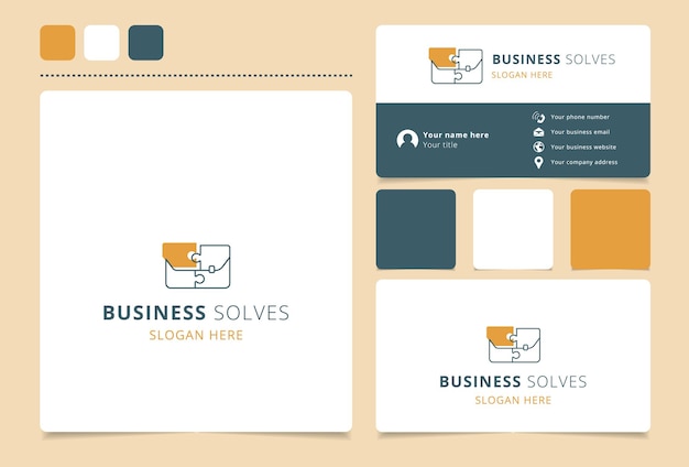 Business solves logo design with editable slogan branding