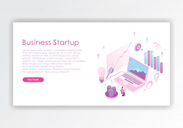 business startup isometric design  template