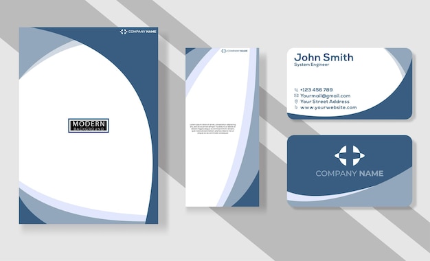 business stationery items set in blue color