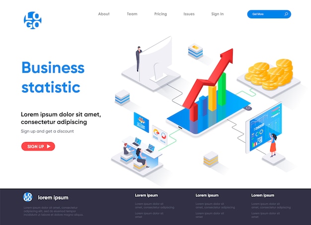 Business statistic isometric landing page