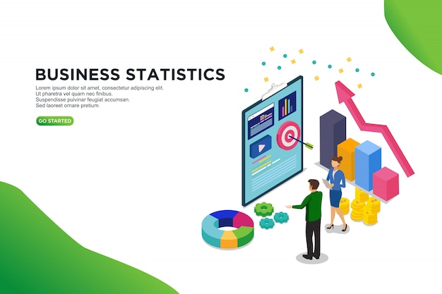 Business Statistic isometric vector illustration concept