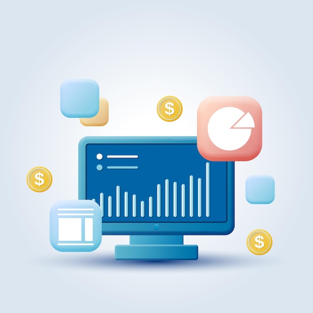 Business statistics cartoon style vector concept illustration