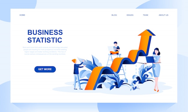 Business statistics landing page template with header