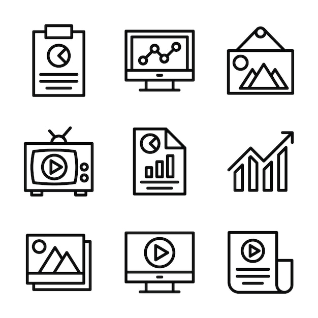 Business Stats Line Icons Pack