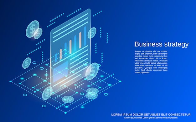 Business strategy flat 3d isometric vector concept illustration