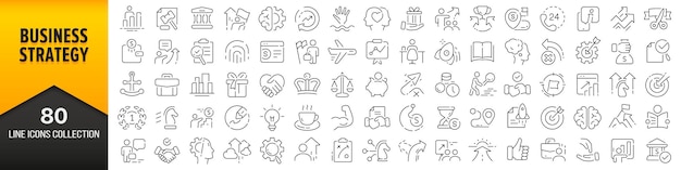 Business strategy line icons collection Big UI icon set in a flat design Thin outline icons pack Vector illustration EPS10