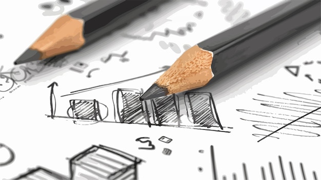 Vector business strategy planning concept with pencil drawing for professionals