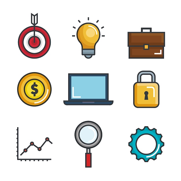 business success set icons