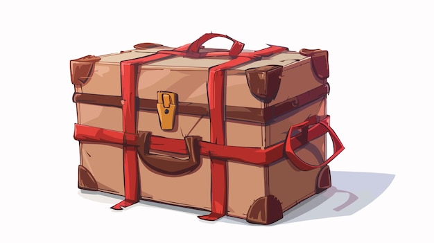 Business suitcase trapped in red tape Cartoon Vector Illustration