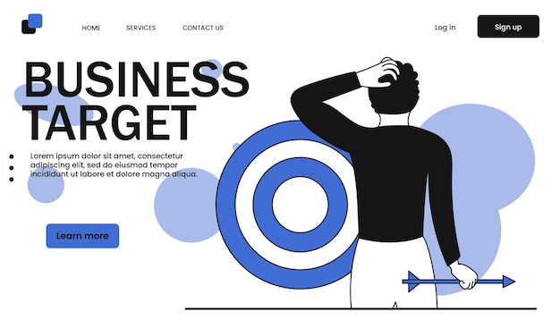 Business target and man holding arrow vector illustration concept Success marketing goal