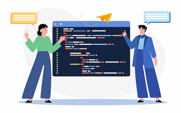 Business team analysis Programming code. Website development and design process concept.
