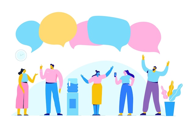 Business team communication. People talking  flat vector illustration