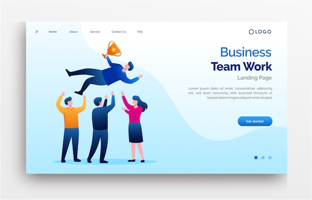 Business team work landing page website template banner  