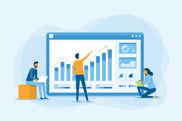 business team working and analytics finance graph report concept