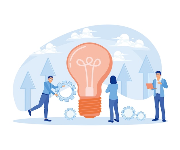 Business team working together to start a new business Business development and creative ideas Business Idea concept Flat vector illustration