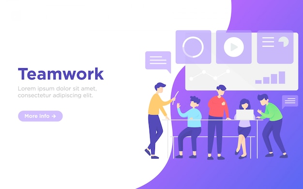 business teamwork landing page background illustration